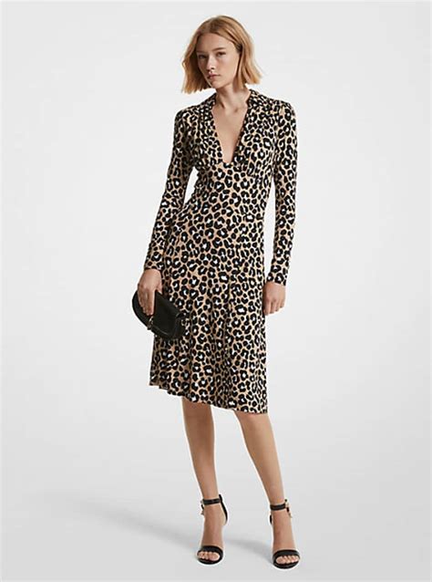 Cheetah Print Stretch Matte Jersey Dress 